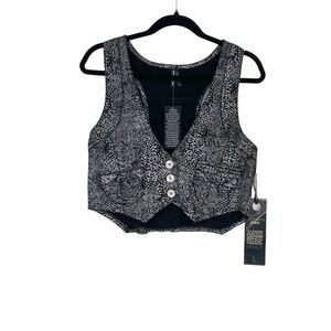 Highway Denim Jeans Womens Sleeveless Racerback Tuxedo Snake Skin Vest Large